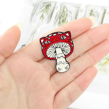 Feline Face Mushroom Pin Brooches & Lapel Pins KittyNook Cat Company
